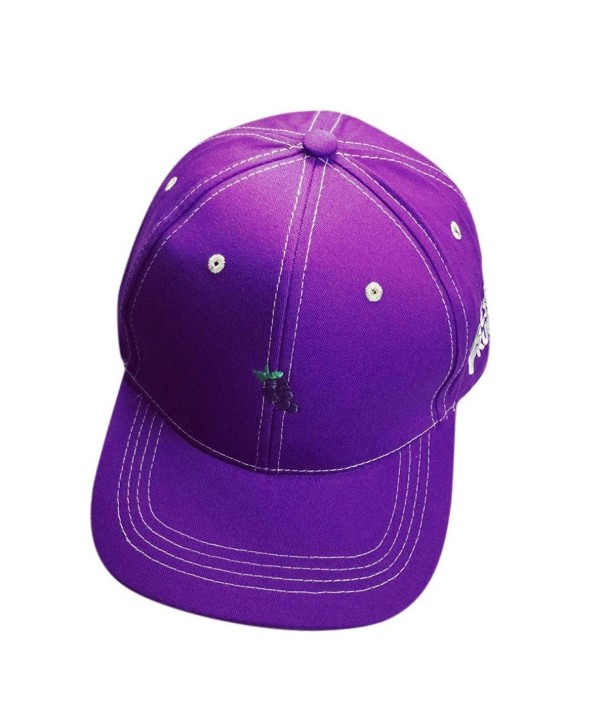 OutTop Fruit Embroidery Cotton Baseball Cap Boys Girls Snapback Hip Hop Flat Hat - Purple - CX12H64AYS1