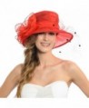 Elegant Women Lady Fascinator Church Kentucky Derby Voile Dress Hat W044 - Red - C5128DWDDPH
