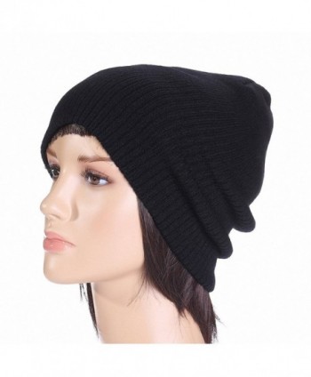 Maoko Unisex Slouchy Winter Hats Knitted Skull Caps Soft Warm Beanie - 074-black - CX12MKARLUP