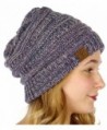 SERENITA C.C Unisex 4 Tone Multicolor Warm Cable Knit Thick Beanie Hat - Purple/Dk. Denim/Beige/Navy - CT186GA6NCX