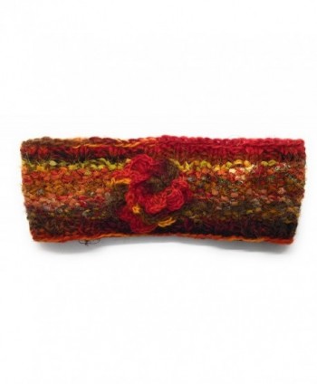 Hand Knit Winter Ear Warmer Headband Warm Wool Fleece Lined - Red - CT188776Q5L