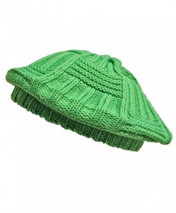 Luxury Divas Slouchy Knit IVY Beret Hat - Green - CI11GQUVAUX