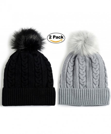 Newbee Fashion Winter Beanie Stylish - 2 Pack-black & Gray - CC180UEA6MC