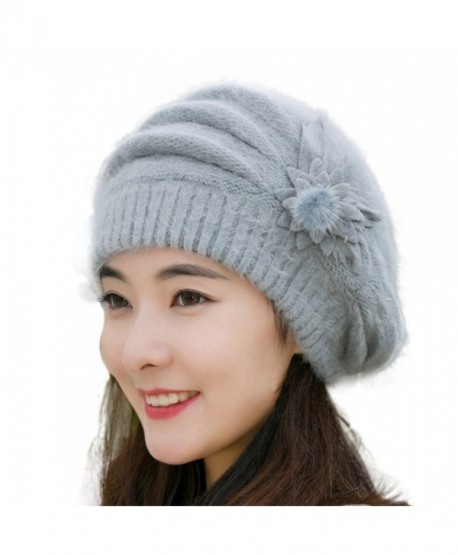 Womens Beanie -Winter Knitted Hat Headwear Earmuffs Snow Ski Caps for Women - Grey - CA1895AHEAS