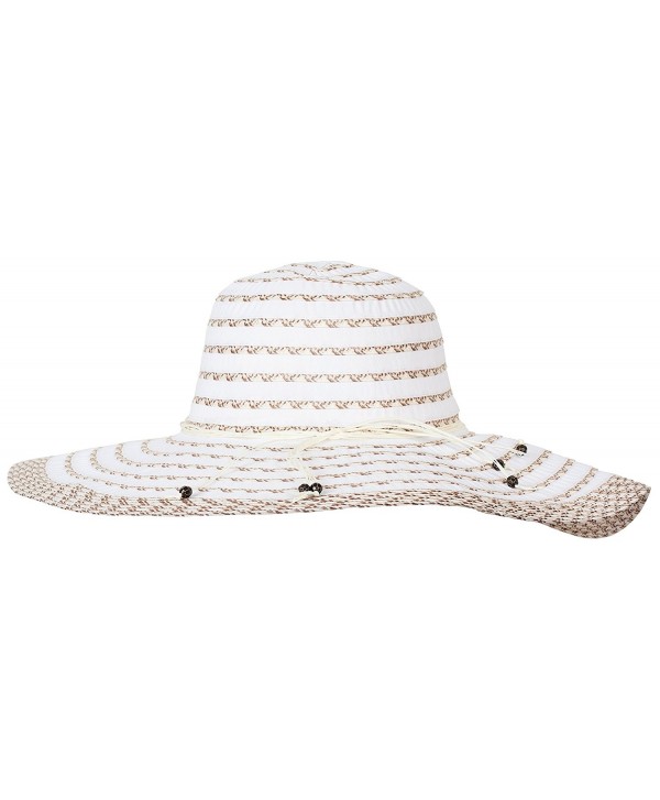 DRY77 Striped Pattern Light Sun Floppy Hat - Beige - CE123DCCR95