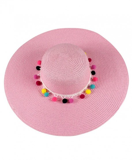 Floppy Hat with Pom Pom Band - Pink - CP18528Z88H