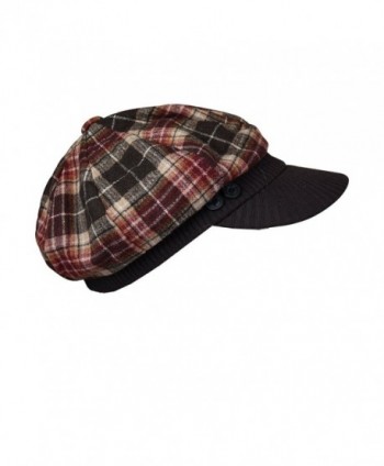 Brown Plaid Winter Cap with Ribbed Visor - CU12C7H87PF