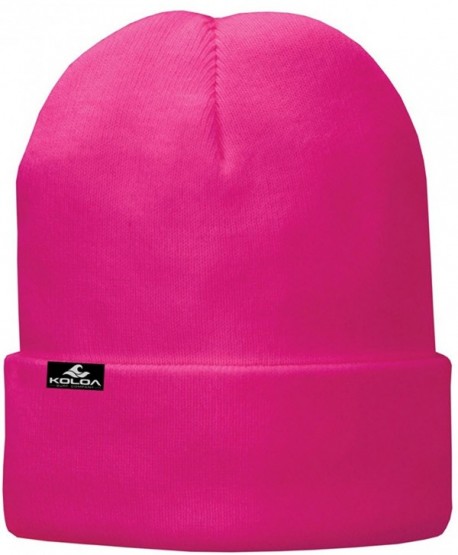 Koloa Surf Soft & Cozy Fleece Lined Fold Beanies in 12 Colors - Neon Pink - CP128VOJRGB