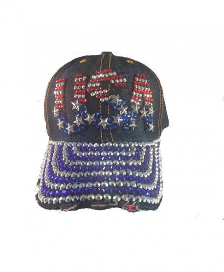 EZ Gifts American Flag Baseball Cap Hat Unisex Bling Rhinestones Jewels NEW - C0183MYWSLI