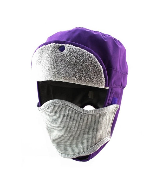 YOYEAH Trapper Hat With Ear Flaps Nylon Windproof Winter Warm For Skiing Snow Cap Men Women - Purple - C1186R6ARSC