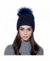 Ferand Ladies Raccoon Knitted Crystal - Navy Blue & Navy Blue Pom Pom - C912NU6M3FG