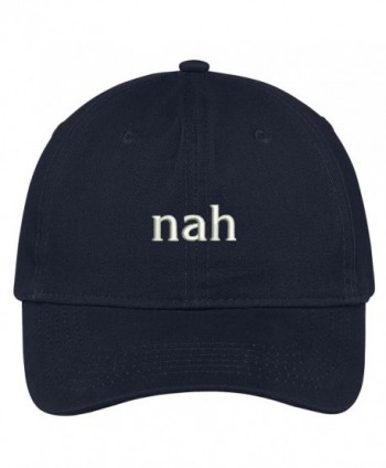 Trendy Apparel Shop Nah Embroidered Brushed Cotton Dad Hat Cap - Navy - CY17YHQK43N