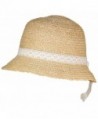 Victoria Natural Raffia Straw Womens Cloche Hat W/Lace Band (One Size) - Cream - CH17YUZW80Q