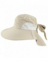 Women's UV Sun Protect Summer Beach Wide Large Big Brim Hat Visor Side Flower - Khaki - C811LS2CKLN