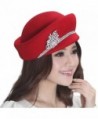 June's Young Wool Felt Hats for Women Winter Hat Small Brim Red - CQ11HO31ER1