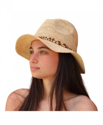 Palms & Sand Belize Women's Beaded Raffia Sun Hat (Natural) - CM12H526W5J