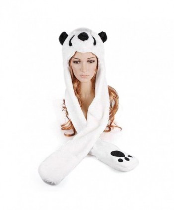 TopTie Faux Fur Cute Animal Ears Hat- Mittens Scarf Hood - Panda Hat - Panda - CO11PI1F64X