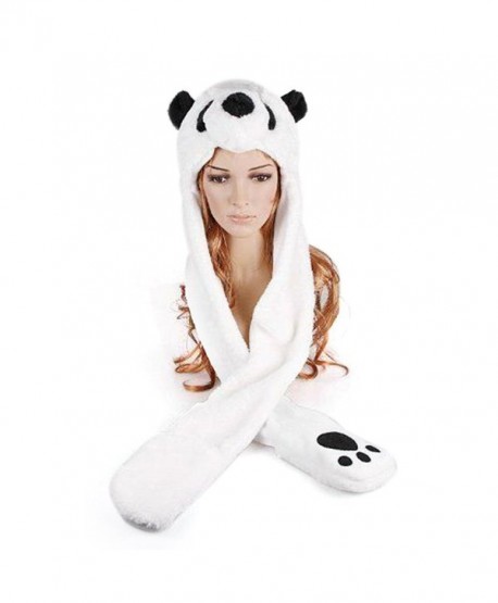 TopTie Faux Fur Cute Animal Ears Hat- Mittens Scarf Hood - Panda Hat - Panda - CO11PI1F64X