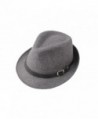 Dantiya Men's Formal Triby Fedora Hat Caps with Belts - Grey - CC11AAOW85V