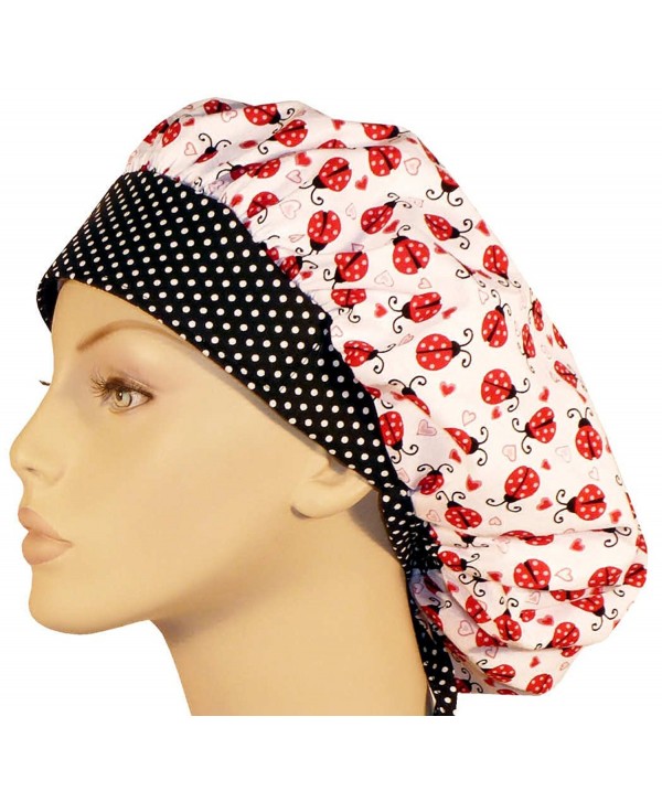 Designer Bouffant Medical Scrub Cap - Lady Bugs & Hearts - C112ODXP6IY