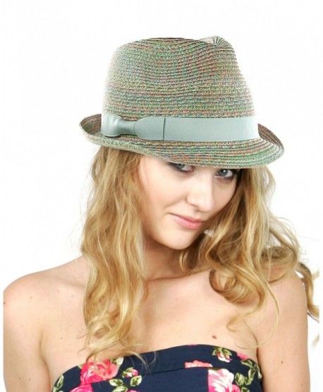 NYFASHION101 Women's Solid Color Band Multicolor Weaved Trilby Fedora Hat - CN11WWYH633