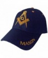 Mason Hat with Masonic Lodge Emblem Logo Incl BCAH Bumper Sticker - Navy Blue - CW11XRIV2V5