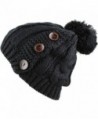 The Hat Depot 1000CMH-Women's Knit Beanie with Buttons and Pom Pom Winter Hat - Black2 - C4186L95HI0