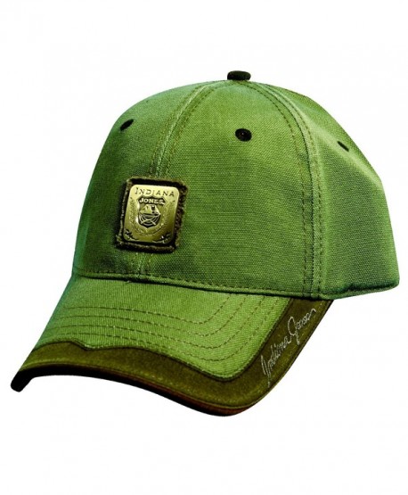 Indiana Jones Twill CAP Metal Badge Baseball Caps - Olive - CB11O3CFLWZ