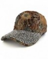 Trendy Apparel Shop Bling Studs Flower Glitter Structured Adjustable Baseball Cap - Tan - C5186RS2L76