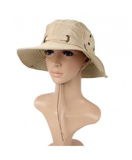 Kafeimali Summer Sun Men/Women Wide Brim UV Beach Caps Sports fishing Hats - Khaki - CD1843QCQMT