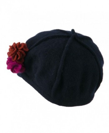 Flower Trim Wool Newsboy Cap