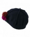 Flower Trim Wool Newsboy Cap