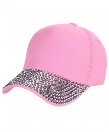 Ztl Glitter Rhinestone Baseball Cap Fashion Jeans Denim Cap Outdoor Sun Hat - Pink - CM184RO5NW4