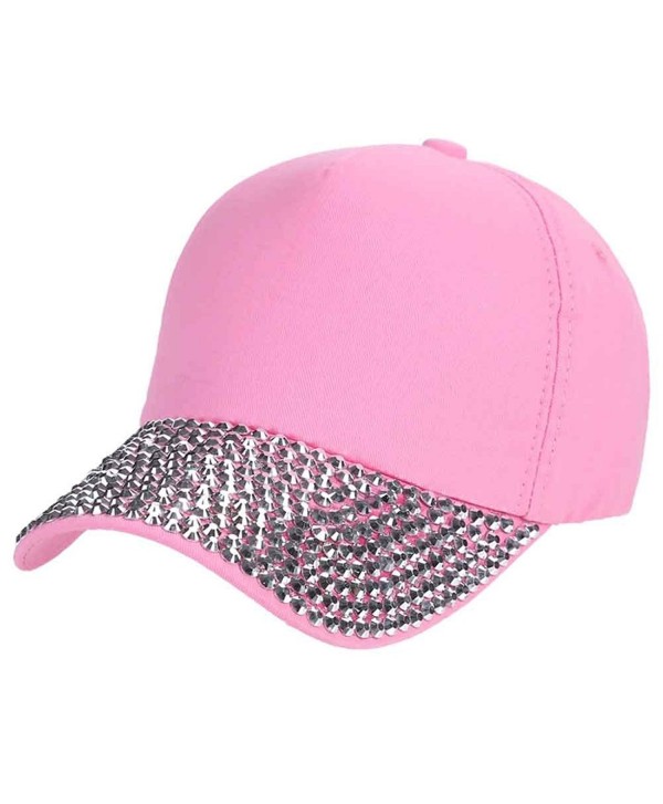 Ztl Glitter Rhinestone Baseball Cap Fashion Jeans Denim Cap Outdoor Sun Hat - Pink - CM184RO5NW4