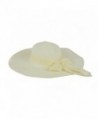 Women Cool Summer Floppy Wide Brim Straw Hat with Ribbon 964SH - Off White - CQ11B8WRMCF