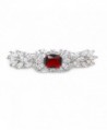 Marquise Cluster Red Cubic Zirconia Wedding Party Fancy Hair Clip Barrette 2.25 inches - Red - CF11CBB3F2D