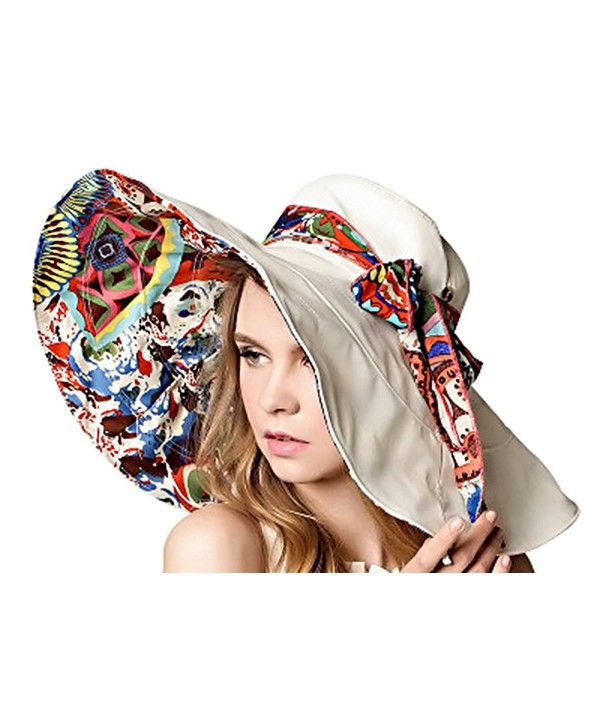 Bienvenu Women's Large brimmed Summer Hat Foldable Garden Beach UV Protective Sun Hat - Beige - CP124OJDK0V
