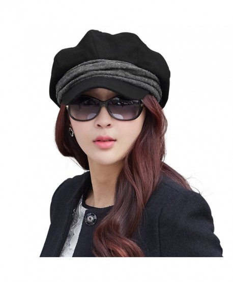 SIGGI Wool newsboy Cabbie Beret Cap For Women Beret Visor Bill Hat - 69214_black - CG128KSFH2L