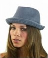 NYFASHION101 Classic Lightweight Cotton Unisex Trilby Fedora Hat - Navy - CZ12FCCY0SZ