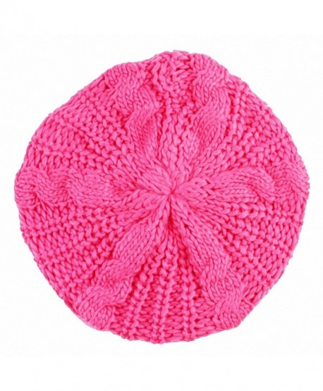 SUNYIK Beanie Hat-Winter Knit Slouchy Baggy Tam Skull Beret Cap - Fuchsia - CE11T05DTID