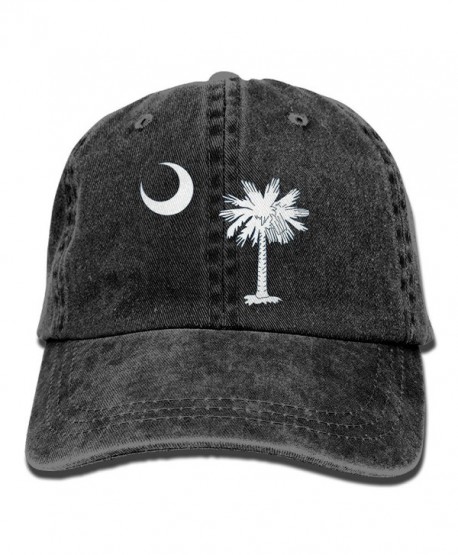 ONE-HEART HR South Carolina Flag Creative Baseball Caps Denim Adjustable Hats - Black - CA1857KKUYN