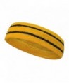 Couver Long Thick Wider Basketball Headband Terry Cloth with 2 Stripes[1 Piece] - Golden Yellow / Black - CN11VTH7639