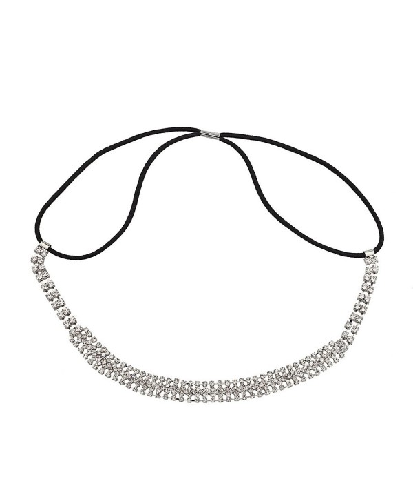 Lux Accessories Pave Crystal Bride Bridal Bridesmaid Wedding Stretch Headband - CD127ZWWML7