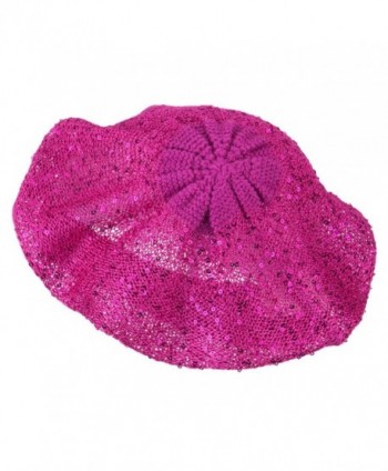 Sequin Nylon Stretchable Beret Magenta