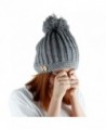 Samtree Womens Beanie Hat With Pom-Thick Chunky Cable Winter Knit Hats - Grey - CZ1200ULNPR