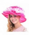 Fanny Elegant Kentucky Church Wedding Derby Hat Large Floral Organza Summer Hat S019-MT - Hot Pink - C912CXBIBFL