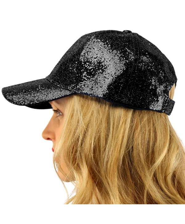 Everyday Glitter Dance Party Bling Liquid Baseball Sun Visor Ball Cap Hat - Black - CG17X3KZL39