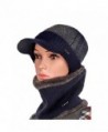 Winter Knit Peaked Cap Scarf Set Chunky Flat Hat Stripe Unisex Skull Cap Ski Cap - Blue - C81872U8C0Z