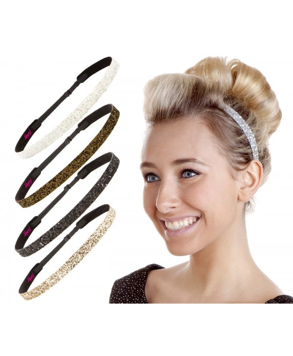 Hipsy Womens Adjustable Glitter Headband - Skinny Gold/Black/Silver/Brown/White 5pk - CS1274960KF