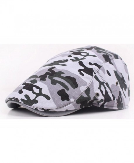 Qunson Unisex Camouflage Cotton Flat Gatsby Ivy Cabbie Newsboy Cap Hat - Grey - CX12K5U3QMP